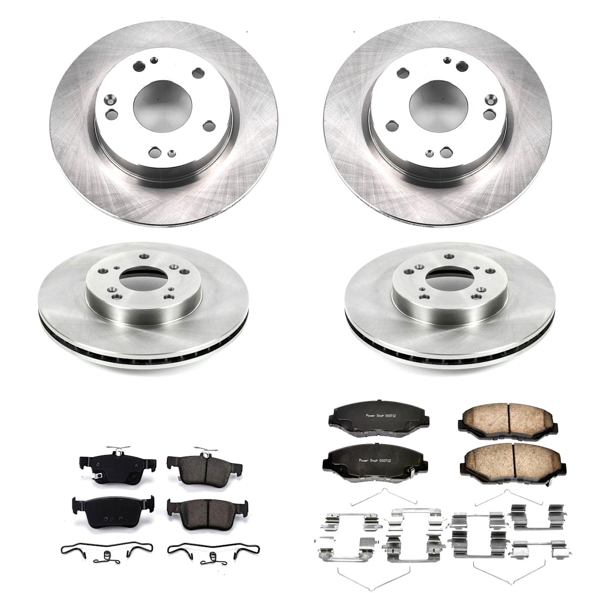 KOE7574 Powerstop Brake Disc and Pad Kits 4-Wheel Set Front & Rear Coupe Sedan