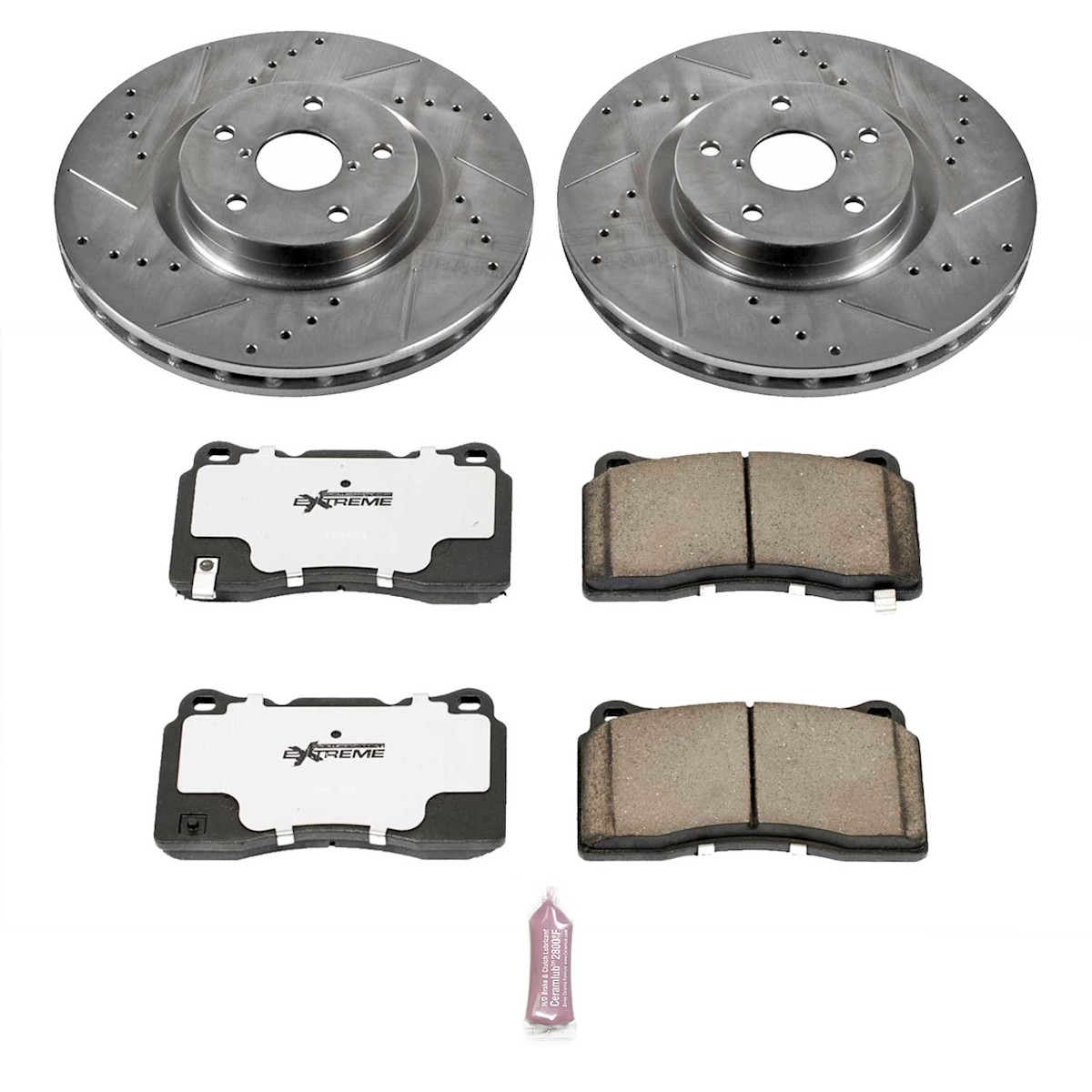 K131-26 Powerstop 2-Wheel Set Brake Disc and Pad Kits Front for Subaru WRX STI