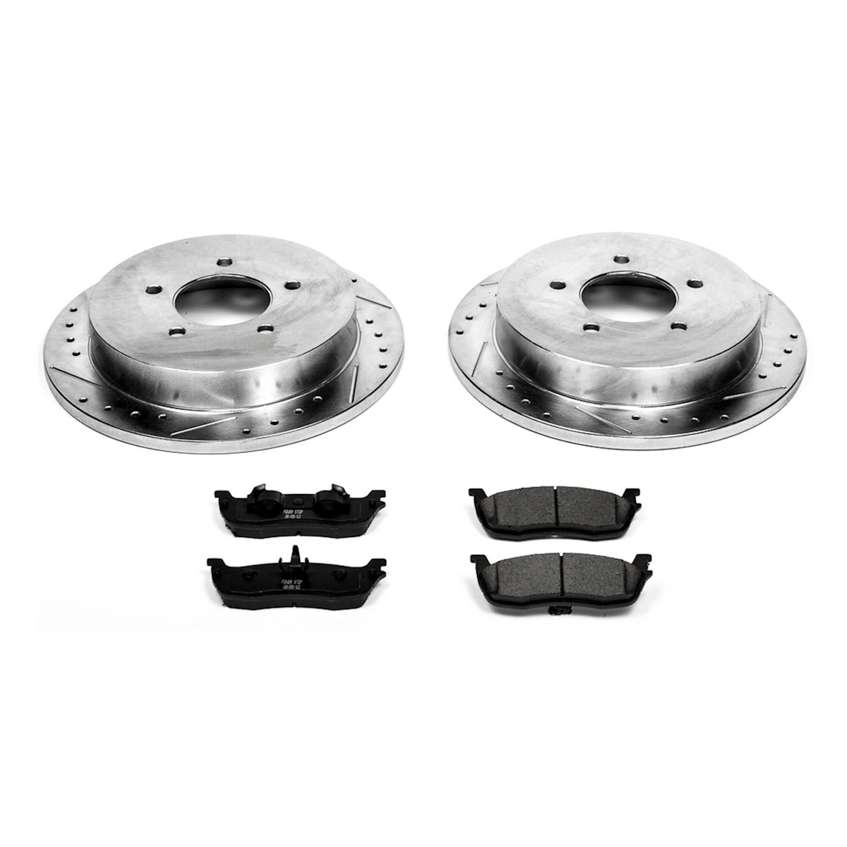 K1913 Powerstop Brake Disc and Pad Kits 2-Wheel Set Rear for F150 Truck Ford 04 - Picture 1 of 2