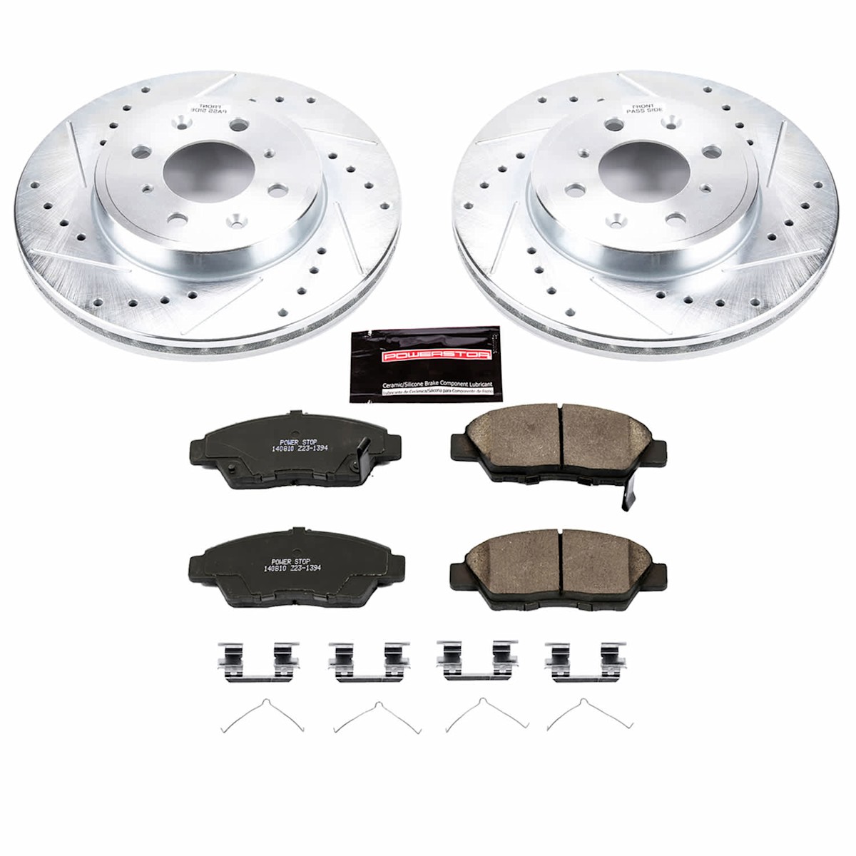 K7032 Powerstop Brake Disc and Pad Kits 2-Wheel Set Front for Honda Fit 15-20 - Picture 3 of 3