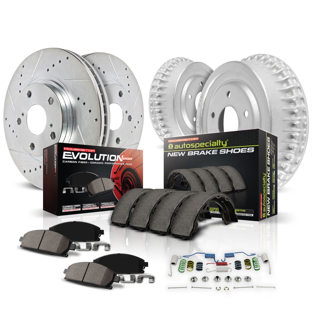 K15126DK Powerstop 4-Wheel Set Brake Disc And Drum Kits Front & Rear for SL SC2 - Picture 1 of 9