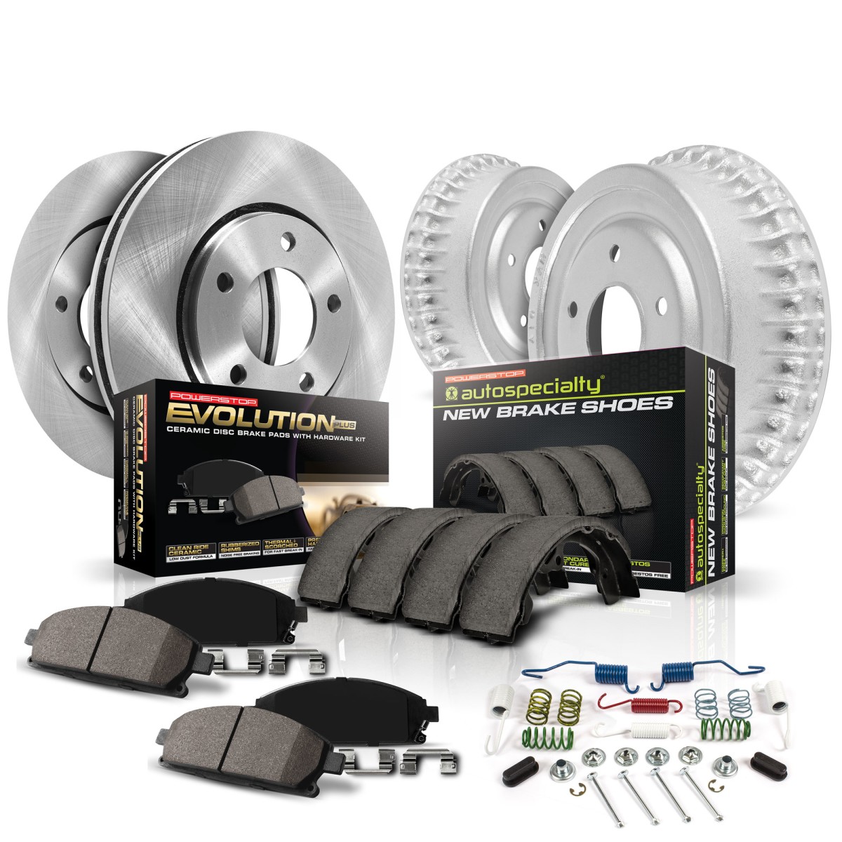 KOE15089DK Powerstop Brake Disc And Drum Kits 4-Wheel Set Front & Rear for Ford