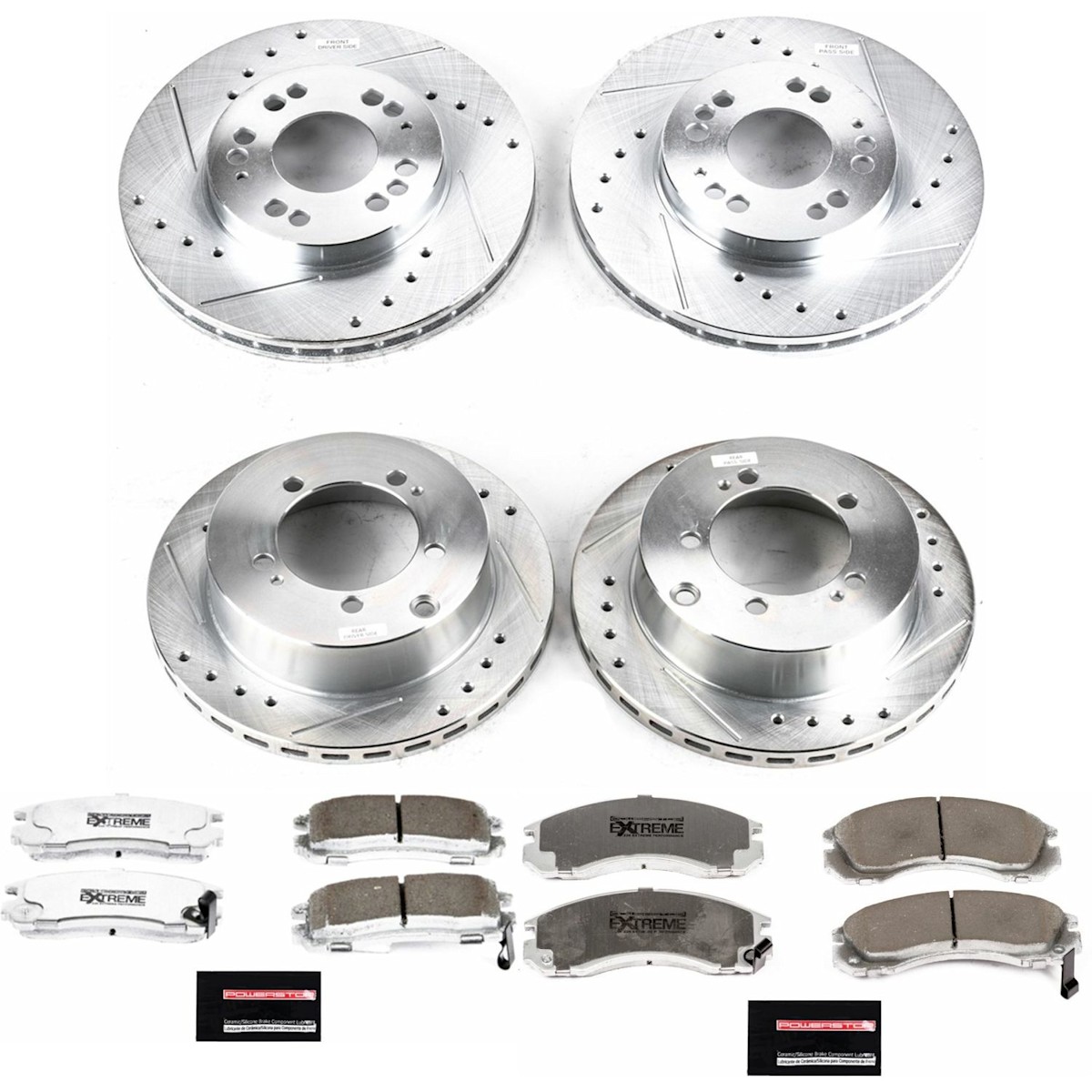 K800-26 Powerstop 4-Wheel Set Brake Disc and Pad Kits Front & Rear Sedan