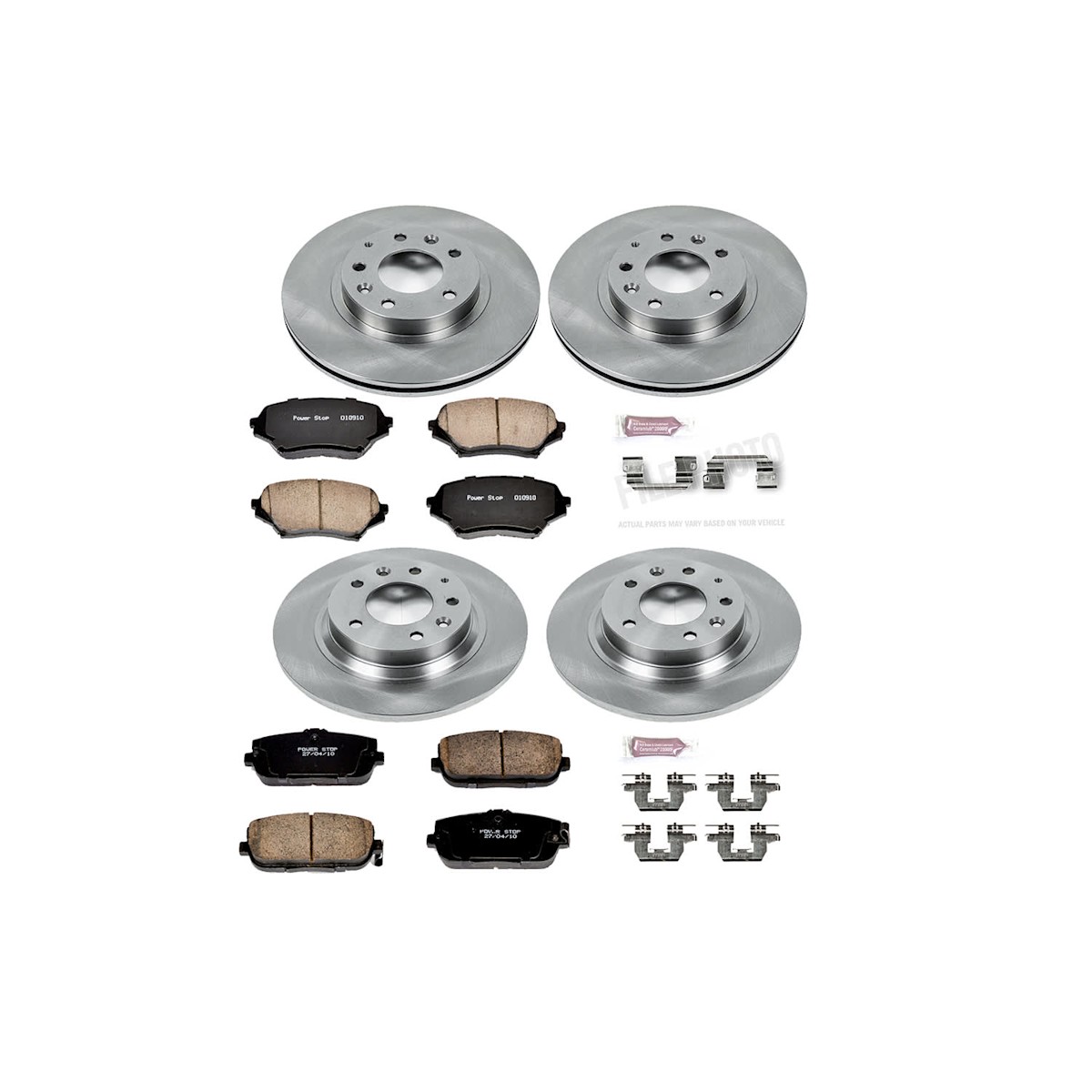 KOE4098 Powerstop Brake Disc and Pad Kits 4-Wheel Set Front & Rear for Mazda - Photo 4/12
