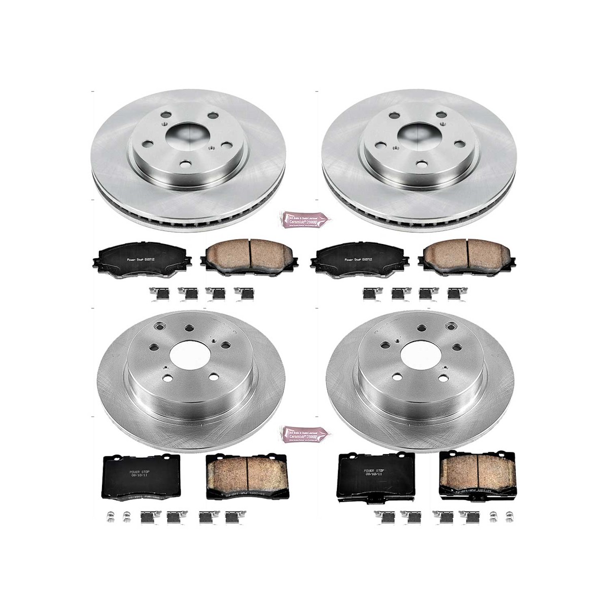 KOE6763 Powerstop Brake Disc and Pad Kits 4-Wheel Set Front & Rear for Prius V - Picture 4 of 12