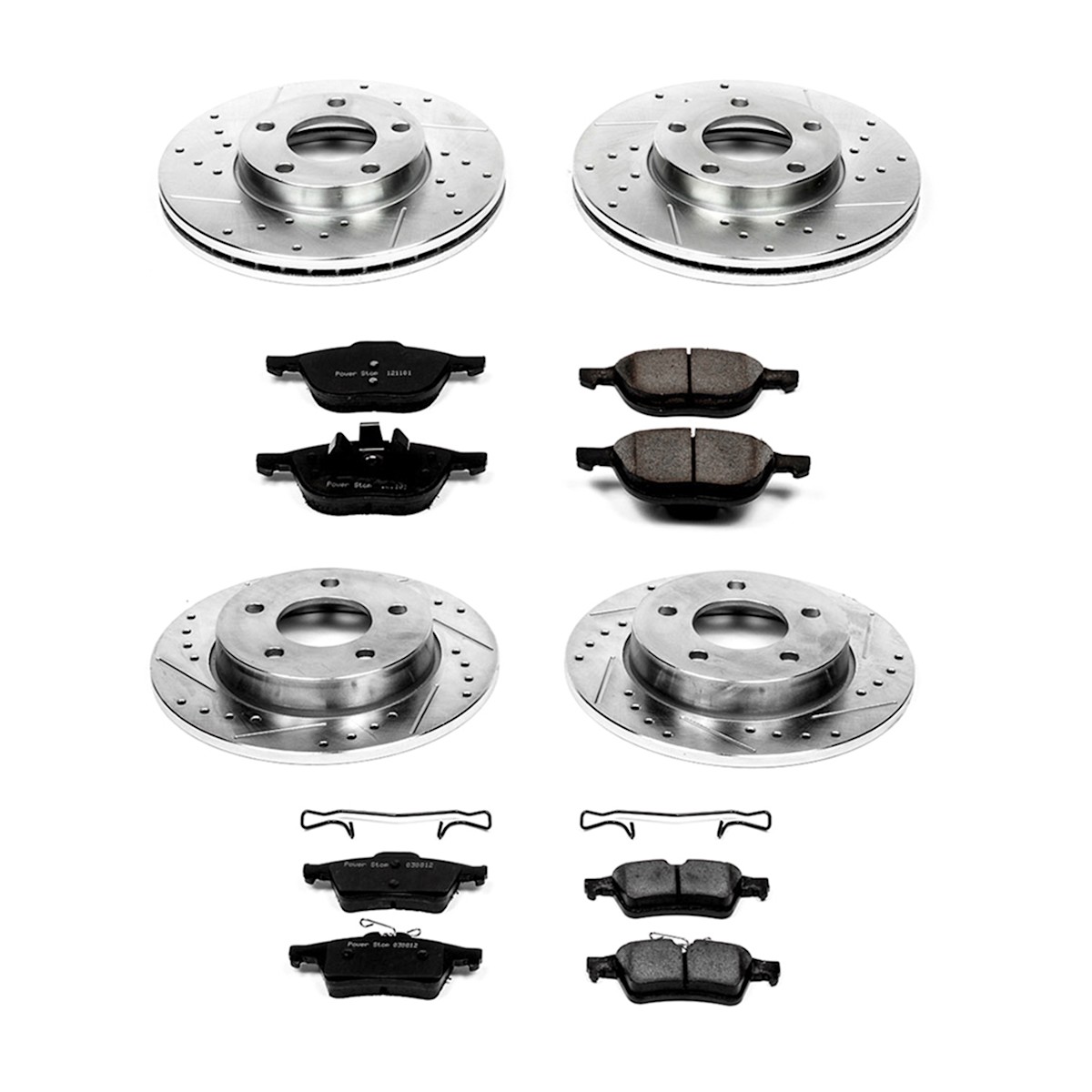 K121 Powerstop 4-Wheel Set Brake Disc and Pad Kits Front & Rear for Mazda 3