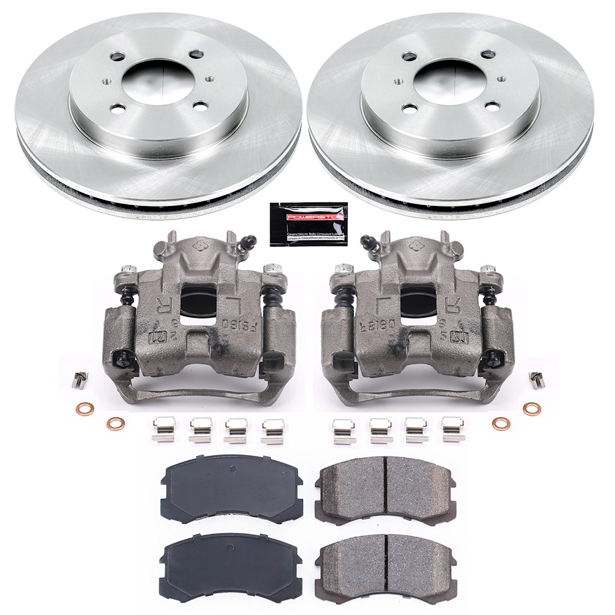 KCOE1215 Powerstop Brake Kit With Calipers 2-Wheel Set Front for Lancer 02-06