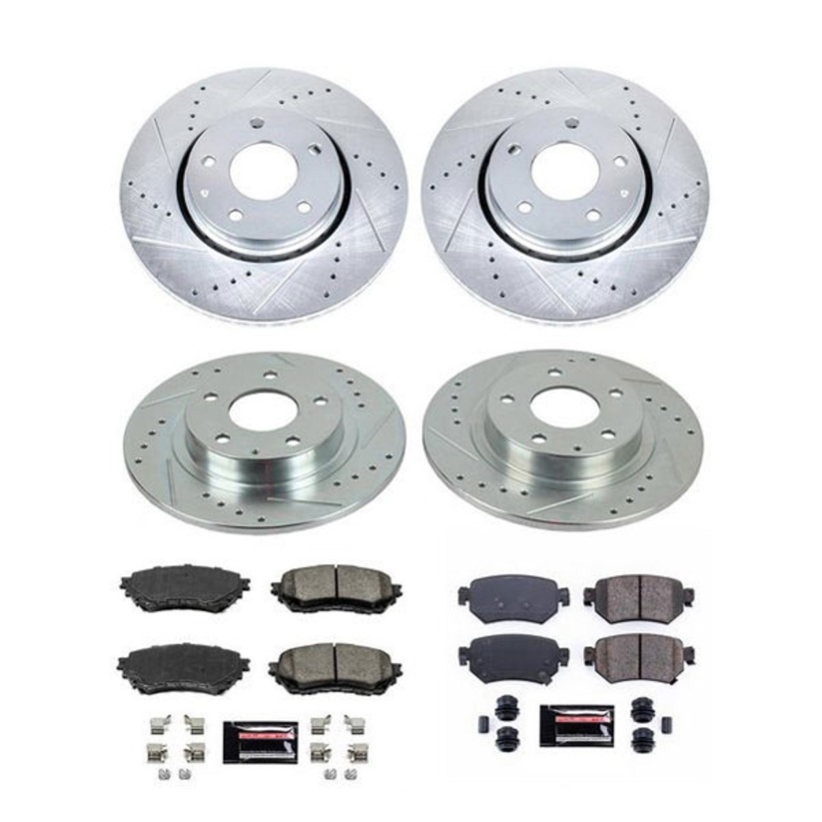 K8917 Powerstop Brake Disc and Pad Kits 4-Wheel Set Front & Rear for Mazda 20-21