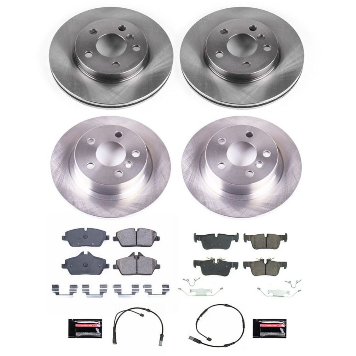 KOE8908 Powerstop Brake Disc and Pad Kits 4-Wheel Set Front & Rear for Cooper