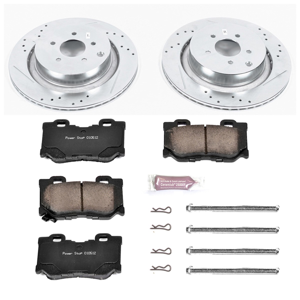 K5861 Powerstop 2-Wheel Set Brake Disc and Pad Kits Rear for INFINITI Q50 Q60