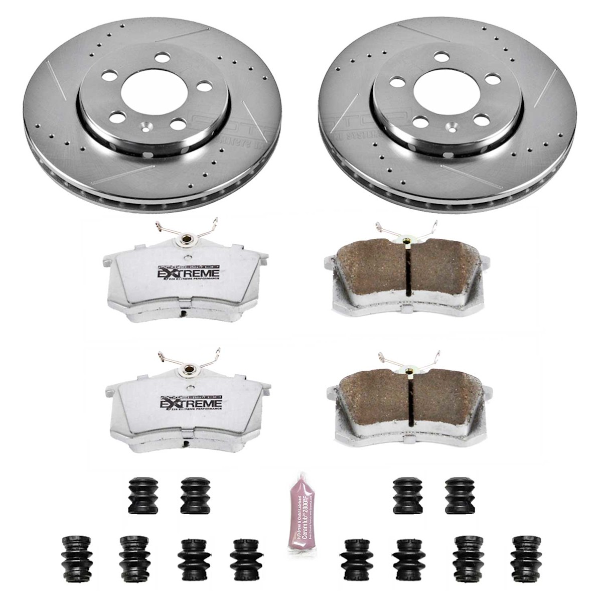 K920-26 Powerstop 2-Wheel Set Brake Disc and Pad Kits Rear for VW TT Quattro R32