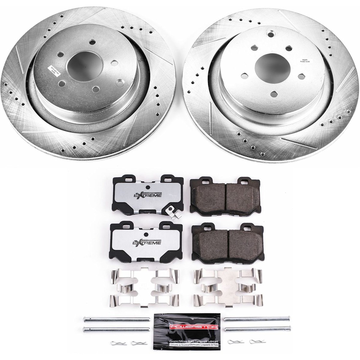 K5861-26 Powerstop Brake Disc and Pad Kits 2-Wheel Set Rear for INFINITI Q50 Q60