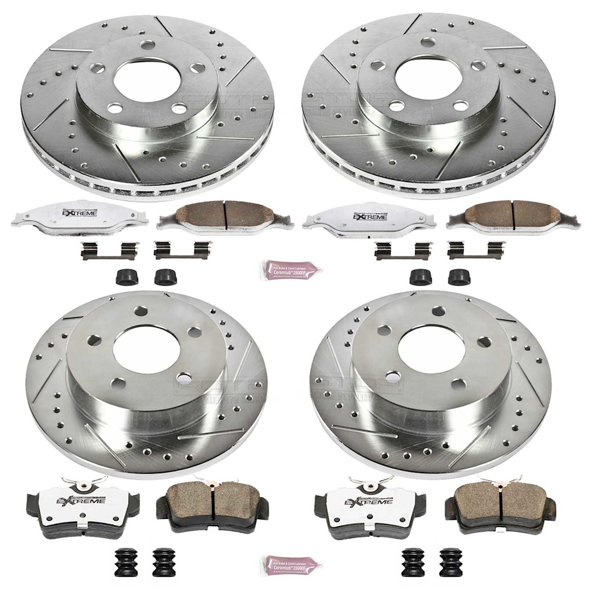K1302-26 Powerstop 4-Wheel Set Brake Disc and Pad Kits Front & Rear for Mustang