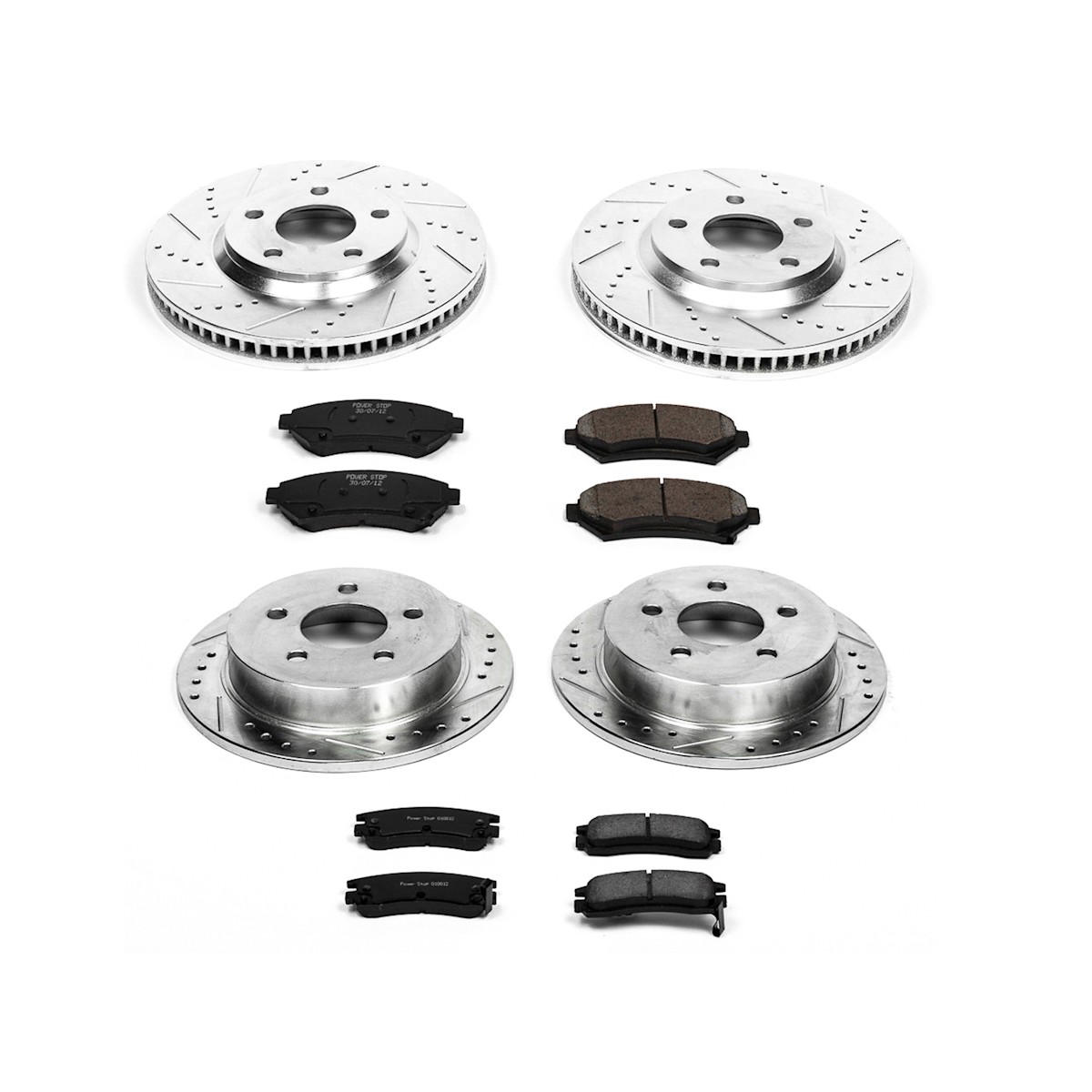 K1544 Powerstop 4-Wheel Set Brake Disc and Pad Kits Front & Rear for Chevy Olds