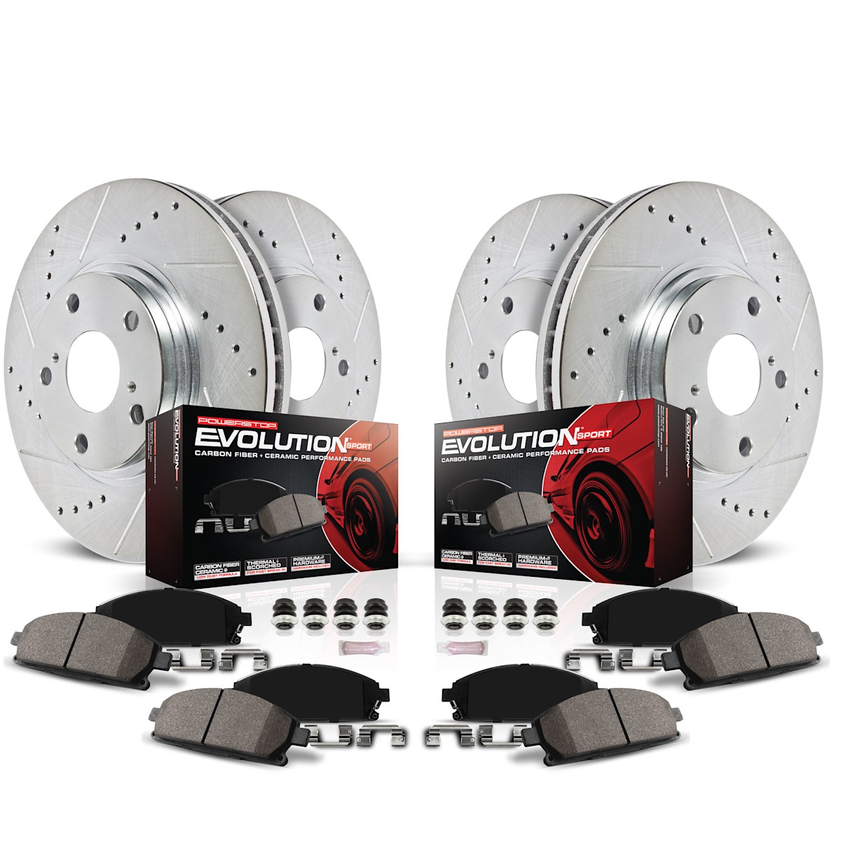 K7584 Powerstop Brake Disc and Pad Kits 4-Wheel Set Front & Rear for Nissan Z