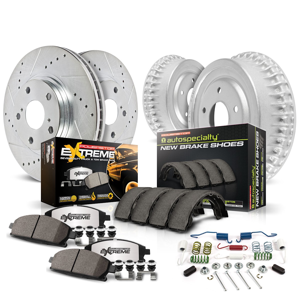 K15218DK-36 Powerstop Brake Disc And Drum Kits 4-Wheel Set Front & Rear