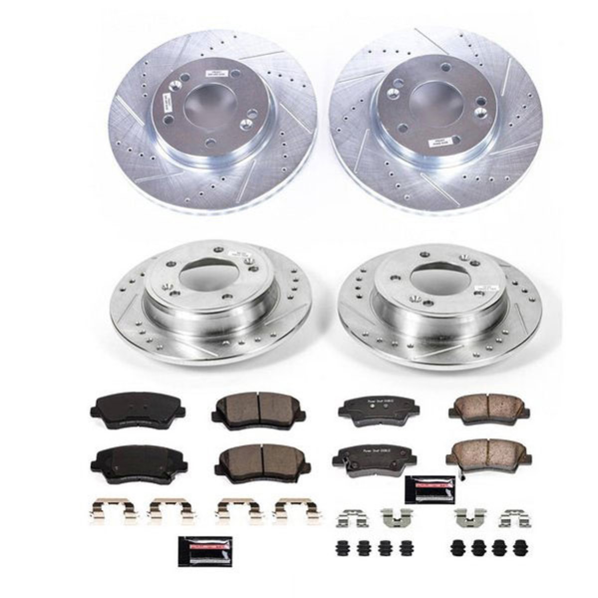 K8889 Powerstop 4-Wheel Set Brake Disc and Pad Kits Front & Rear for Veloster 16