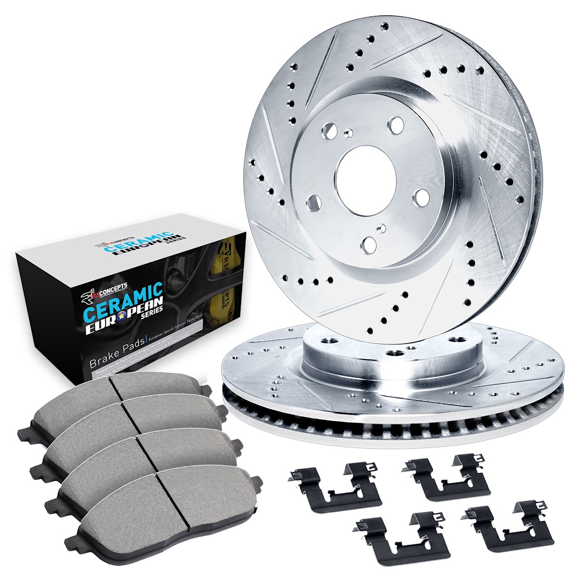 WGTH1-79000 R1 Concepts 2-Wheel Set Brake Disc and Pad Kits Rear for Ghibli