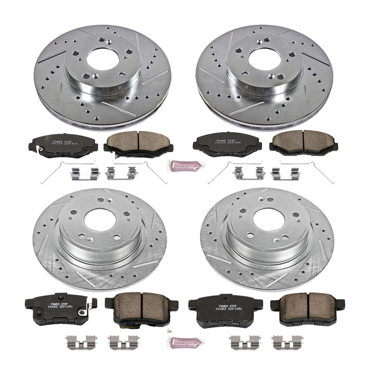 K5934 Powerstop Brake Disc and Pad Kits 4-Wheel Set Front & Rear for Accord