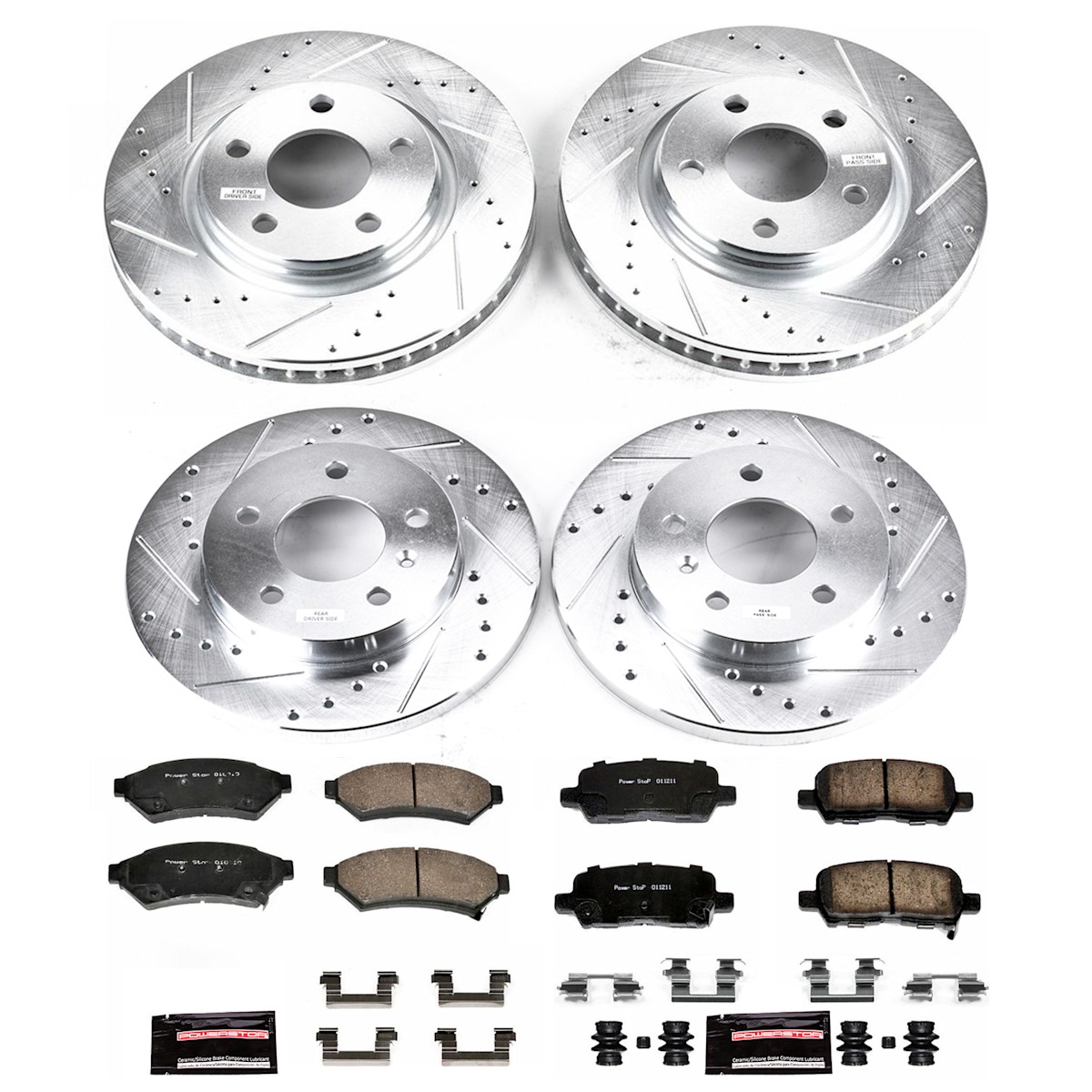 K1589 Powerstop Brake Disc and Pad Kits 4-Wheel Set Front & Rear for Allure