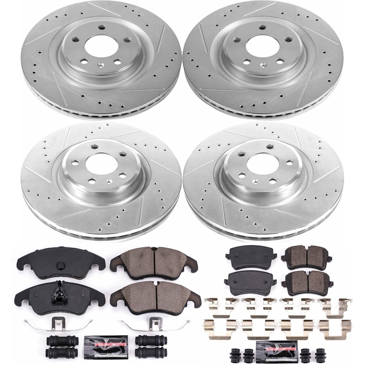 K6141 Powerstop 4-Wheel Set Brake Disc and Pad Kits Front & Rear for Audi A6