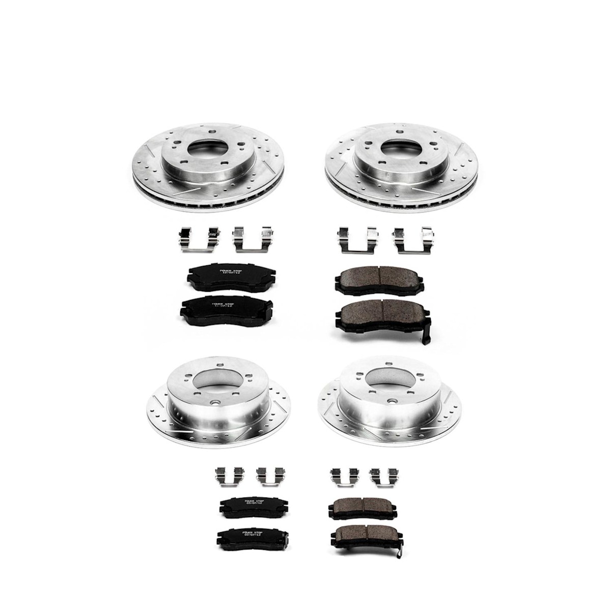 K683 Powerstop Brake Disc and Pad Kits 4-Wheel Set Front & Rear Coupe for Dodge
