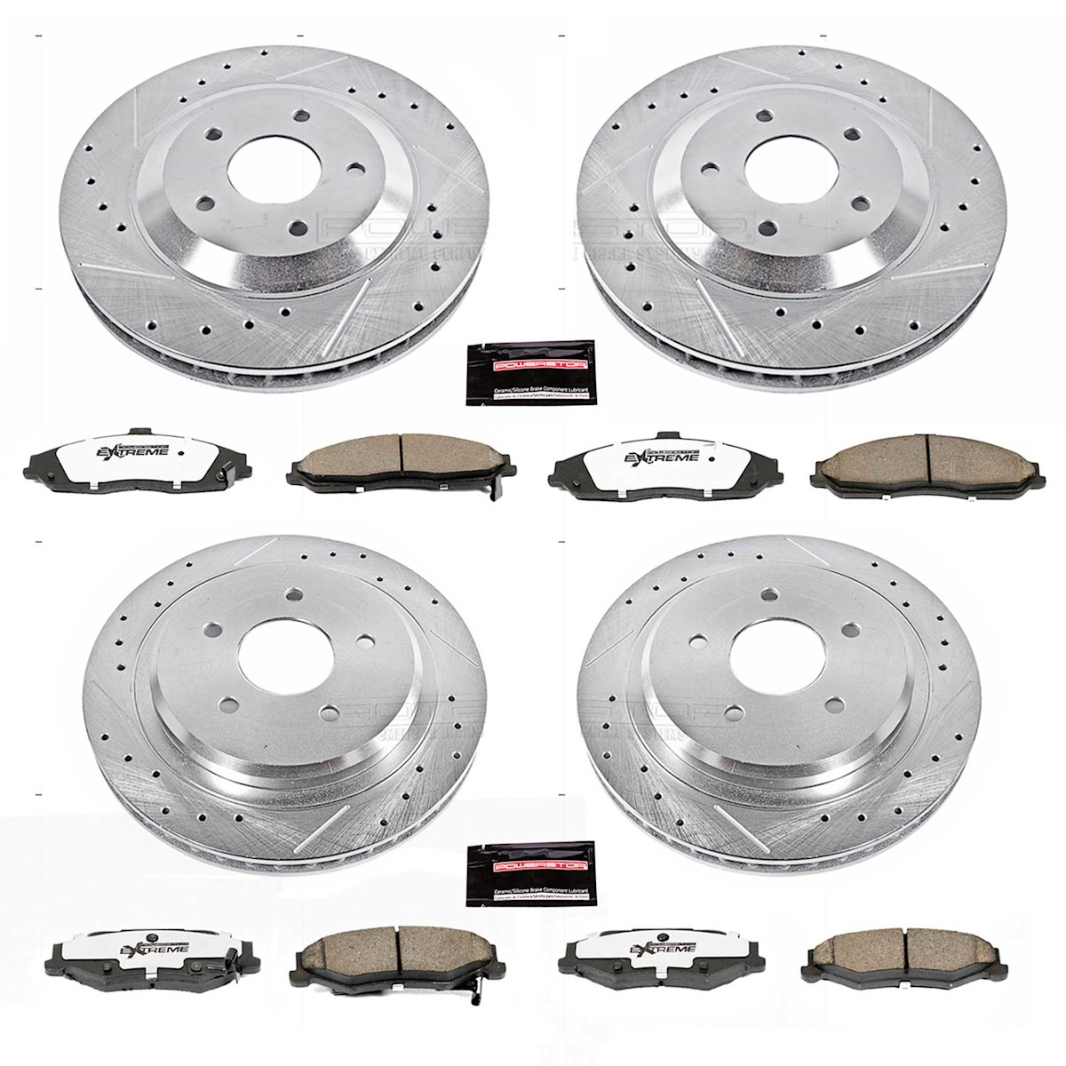 K1560-26 Powerstop 4-Wheel Set Brake Disc and Pad Kits Front & Rear for Chevy