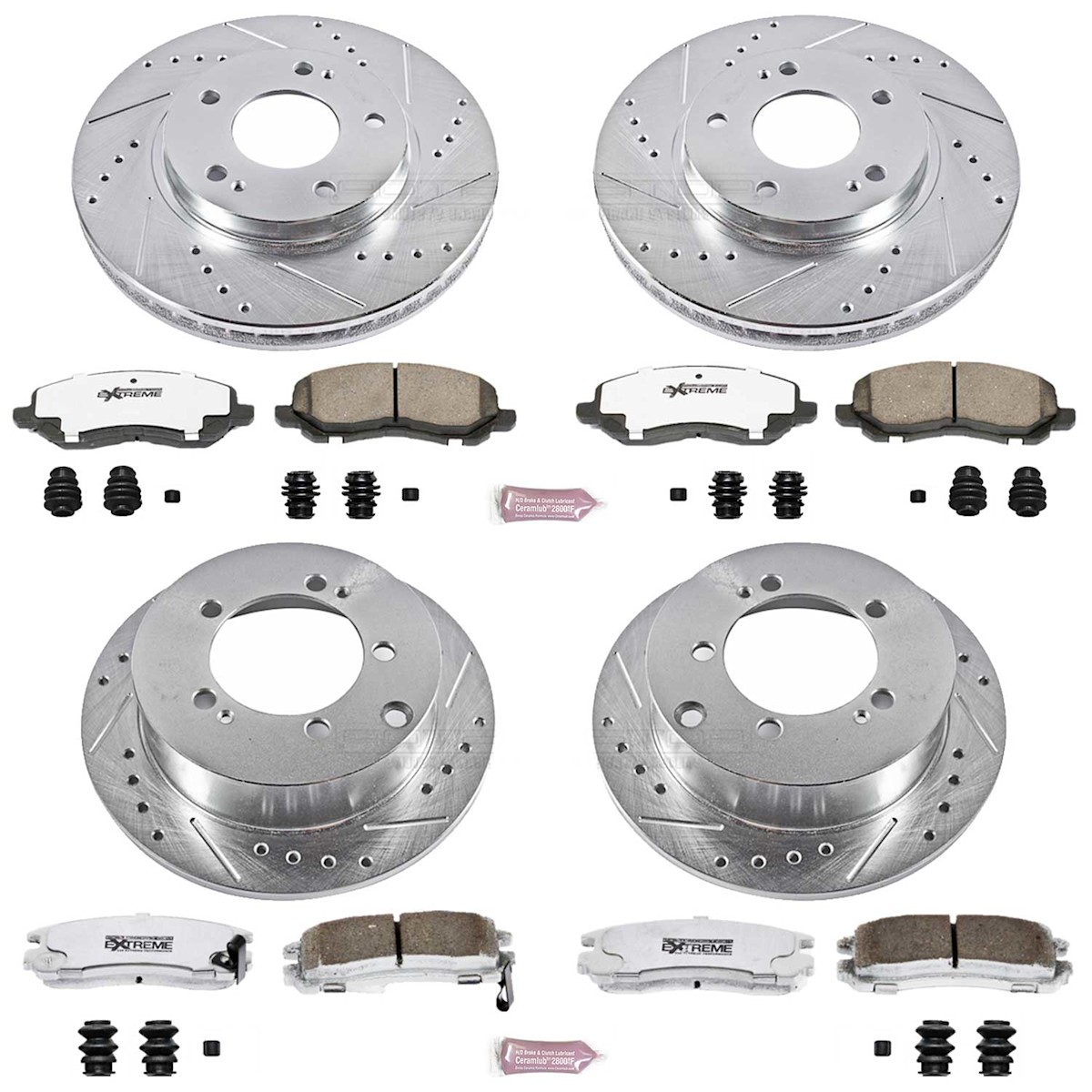 K1683-26 Powerstop Brake Disc and Pad Kits 4-Wheel Set Front & Rear Coupe