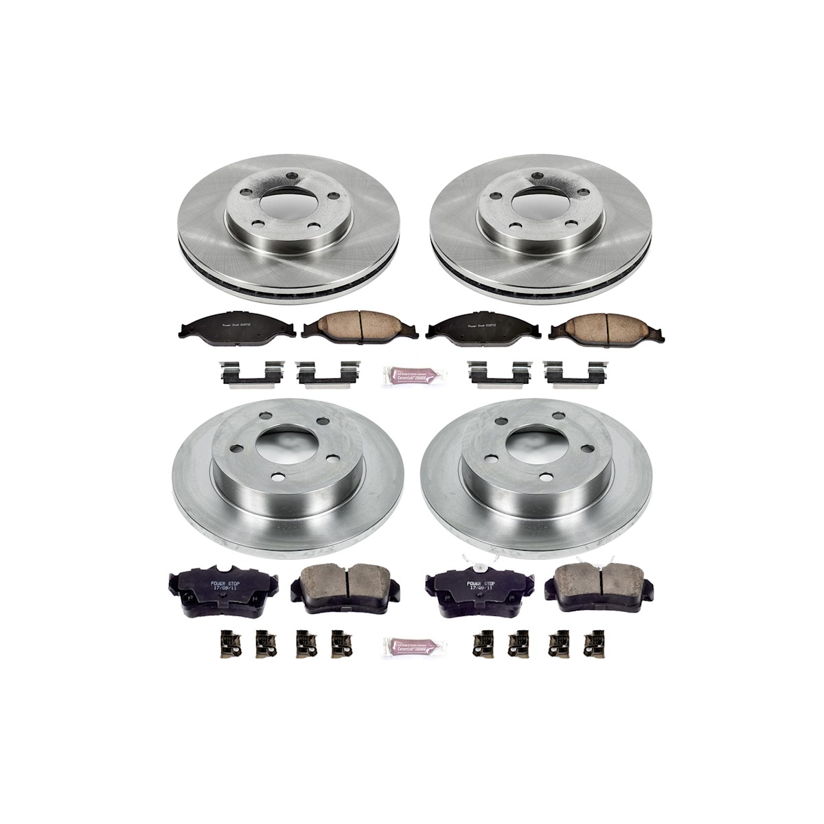 KOE1302 Powerstop 4-Wheel Set Brake Disc and Pad Kits Front & Rear for Mustang