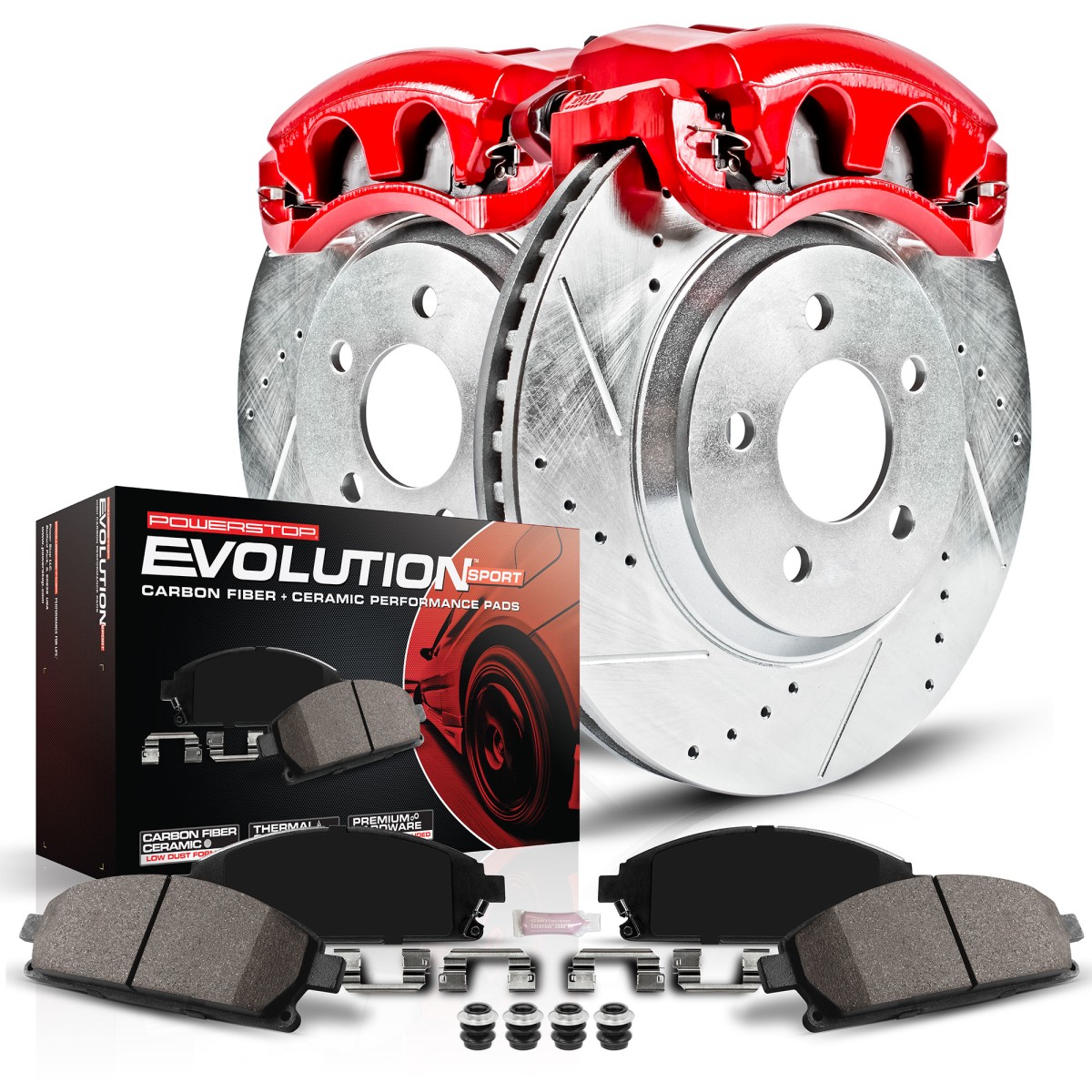 KC1304D Powerstop Brake Kit With Calipers 2-Wheel Set Front for Ford Mustang