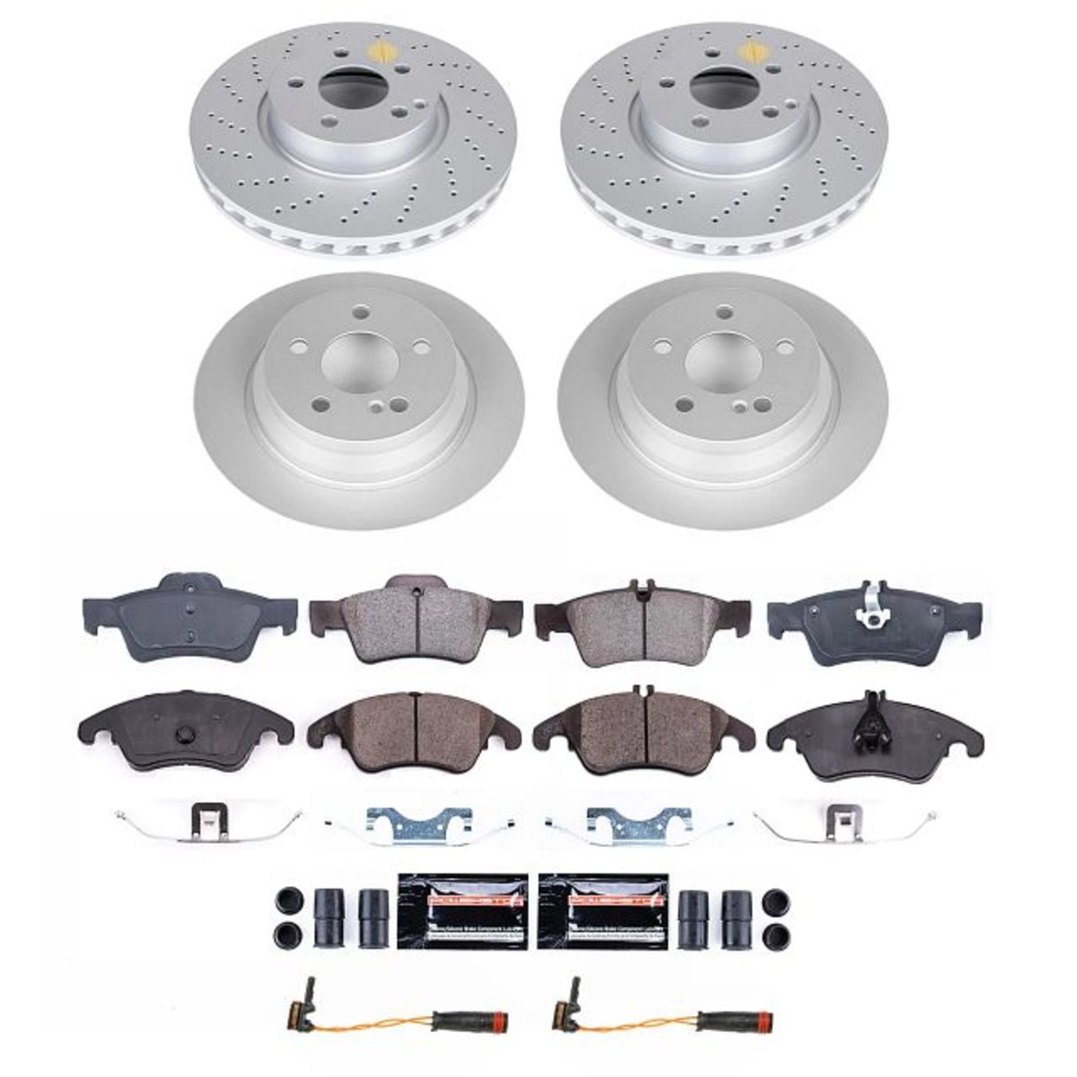 CRK9038 Powerstop 4-Wheel Set Brake Disc and Pad Kits Front & Rear for MB E250