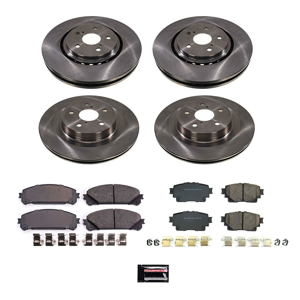 KOE8736 Powerstop 4-Wheel Set Brake Disc and Pad Kits Front & Rear for Toyota