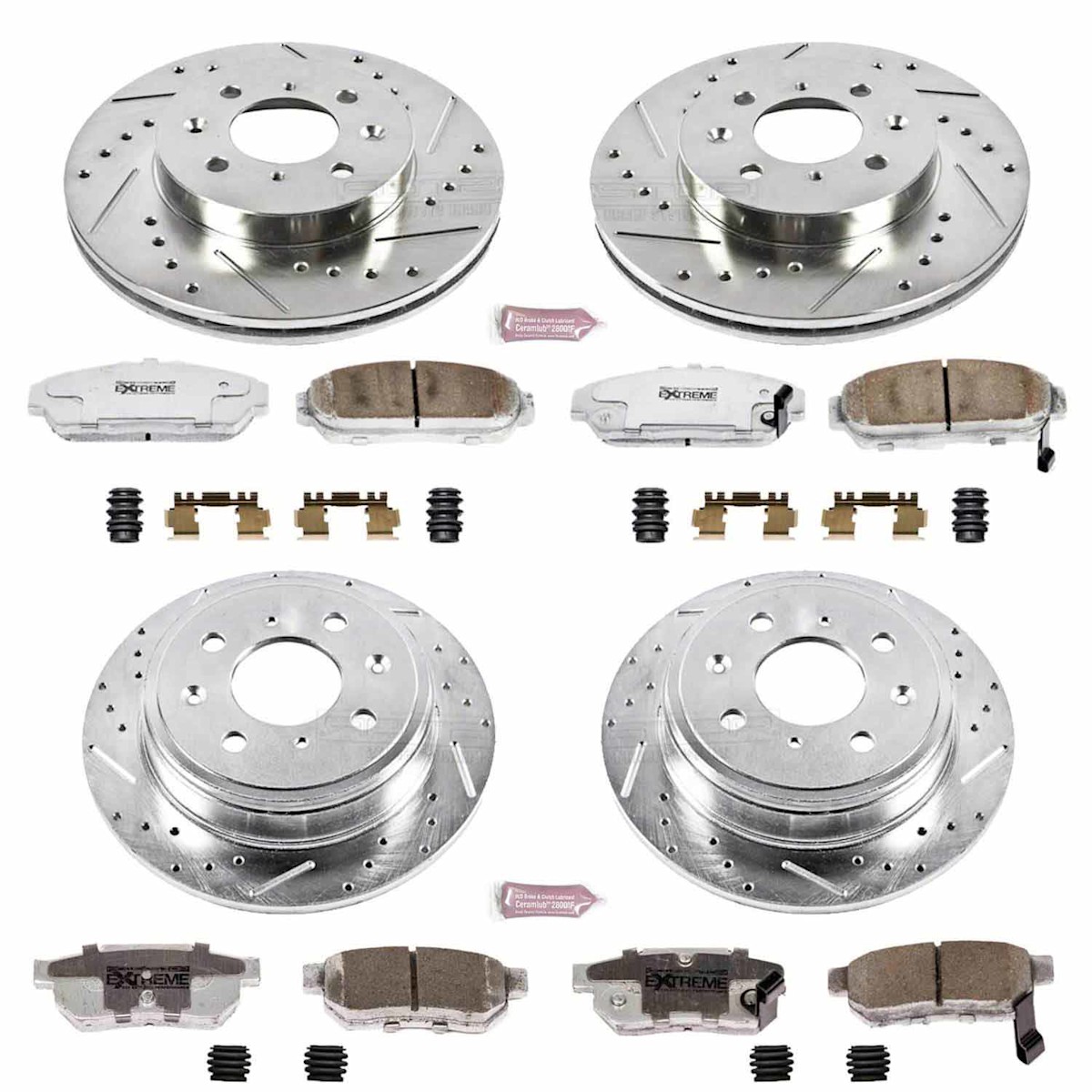 K693-26 Powerstop Brake Disc and Pad Kits 4-Wheel Set Front & Rear Coupe