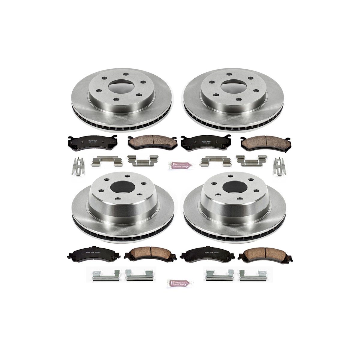 KOE2015 Powerstop Brake Disc and Pad Kits 4-Wheel Set Front & Rear for Chevy