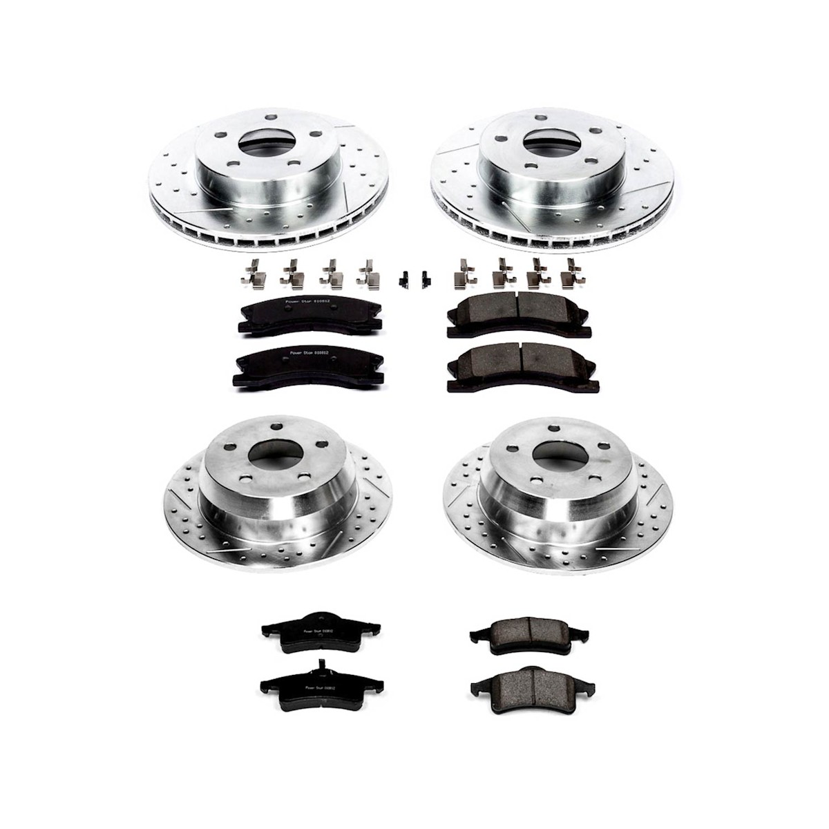 K2150 Powerstop 4-Wheel Set Brake Disc and Pad Kits Front & Rear for Jeep 99-04