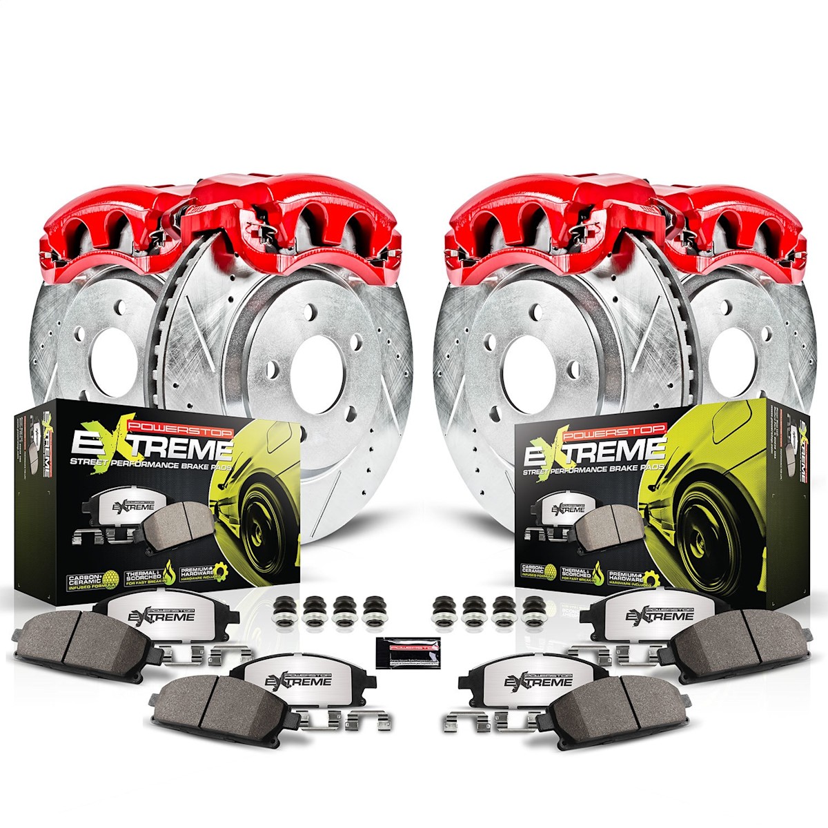 KC7024-26 Powerstop Brake Kit With Calipers 4-Wheel Set Front & Rear for BMW X1