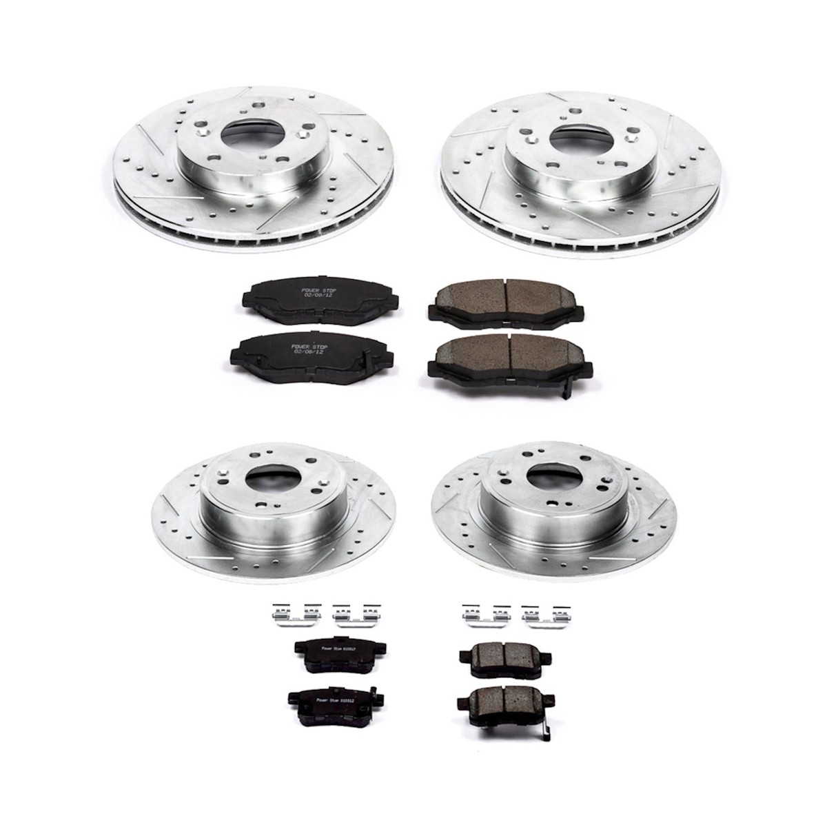 K2744 Powerstop 4-Wheel Set Brake Disc and Pad Kits Front & Rear for Accord