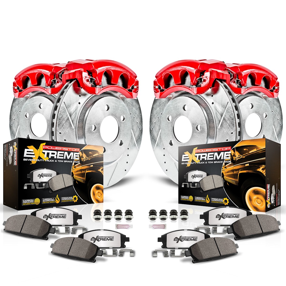 KC1867-36 Powerstop 4-Wheel Set Brake Kit With Calipers Front & Rear for F-150