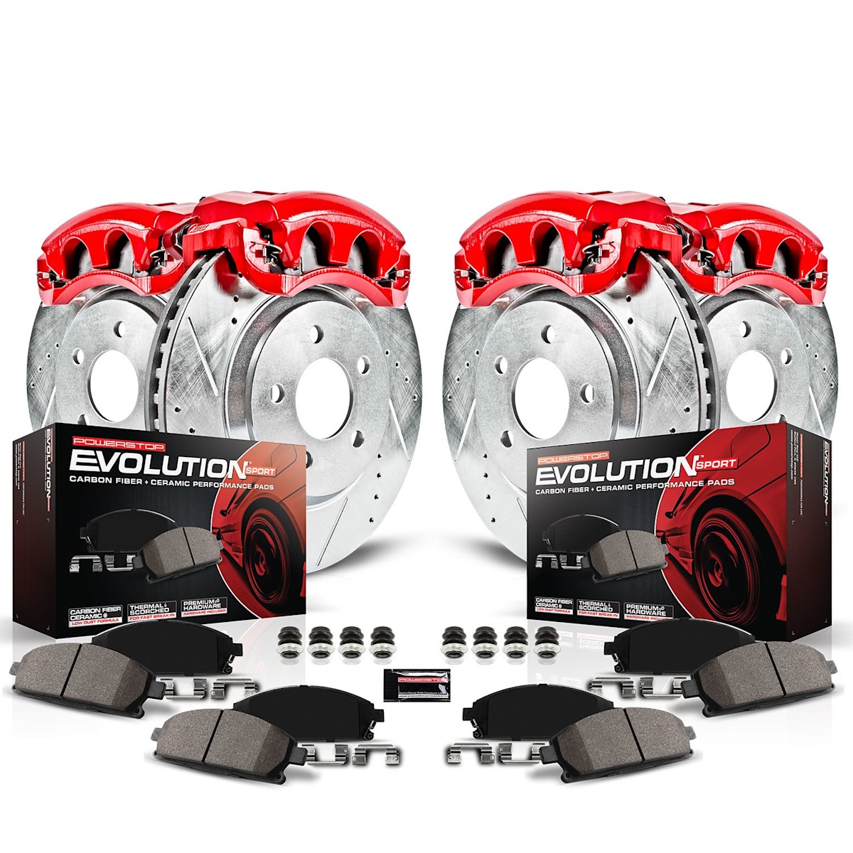 KC691 Powerstop Brake Kit With Calipers 4-Wheel Set Front & Rear for Honda Civic