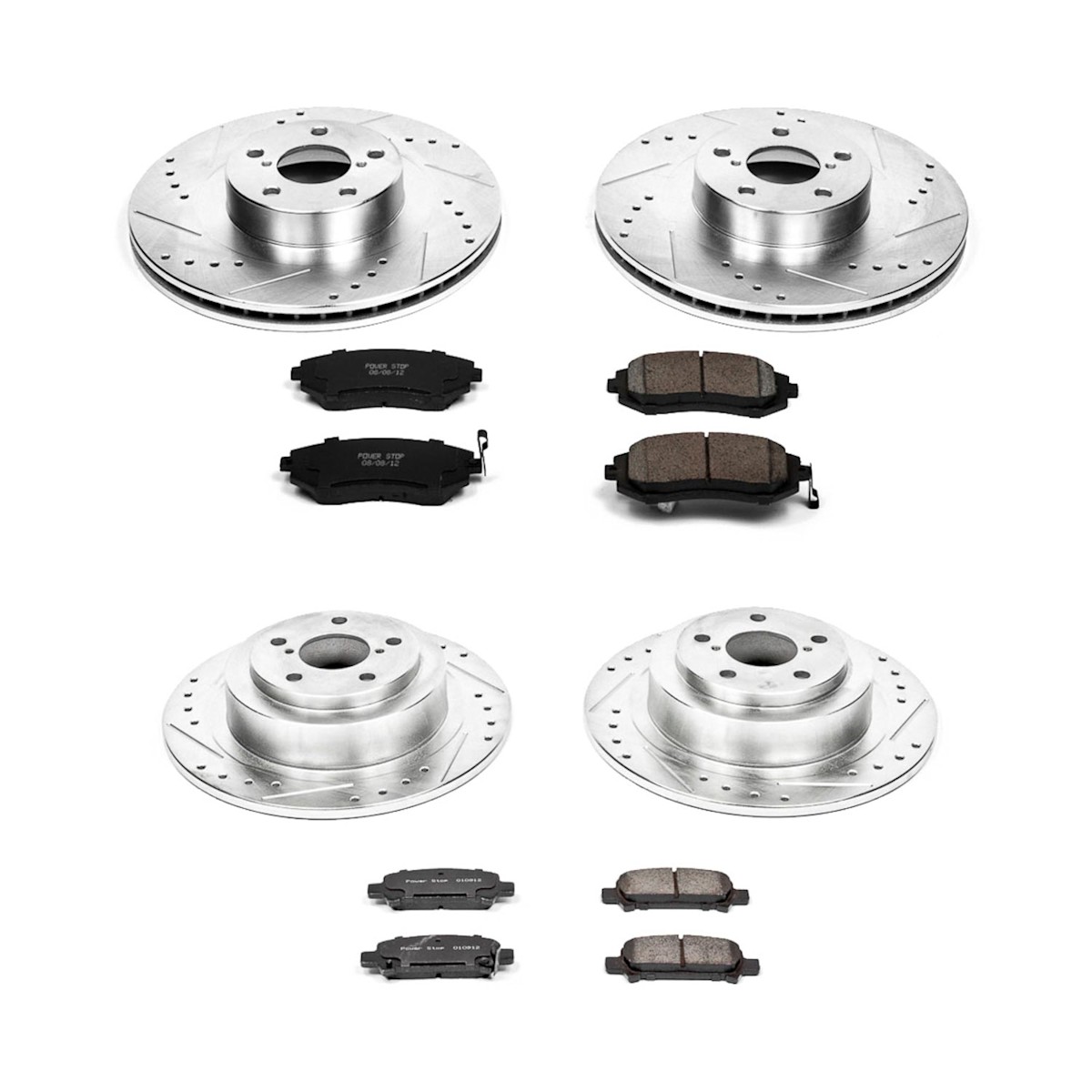 K2751 Powerstop Brake Disc and Pad Kits 4-Wheel Set Front & Rear for Subaru Baja