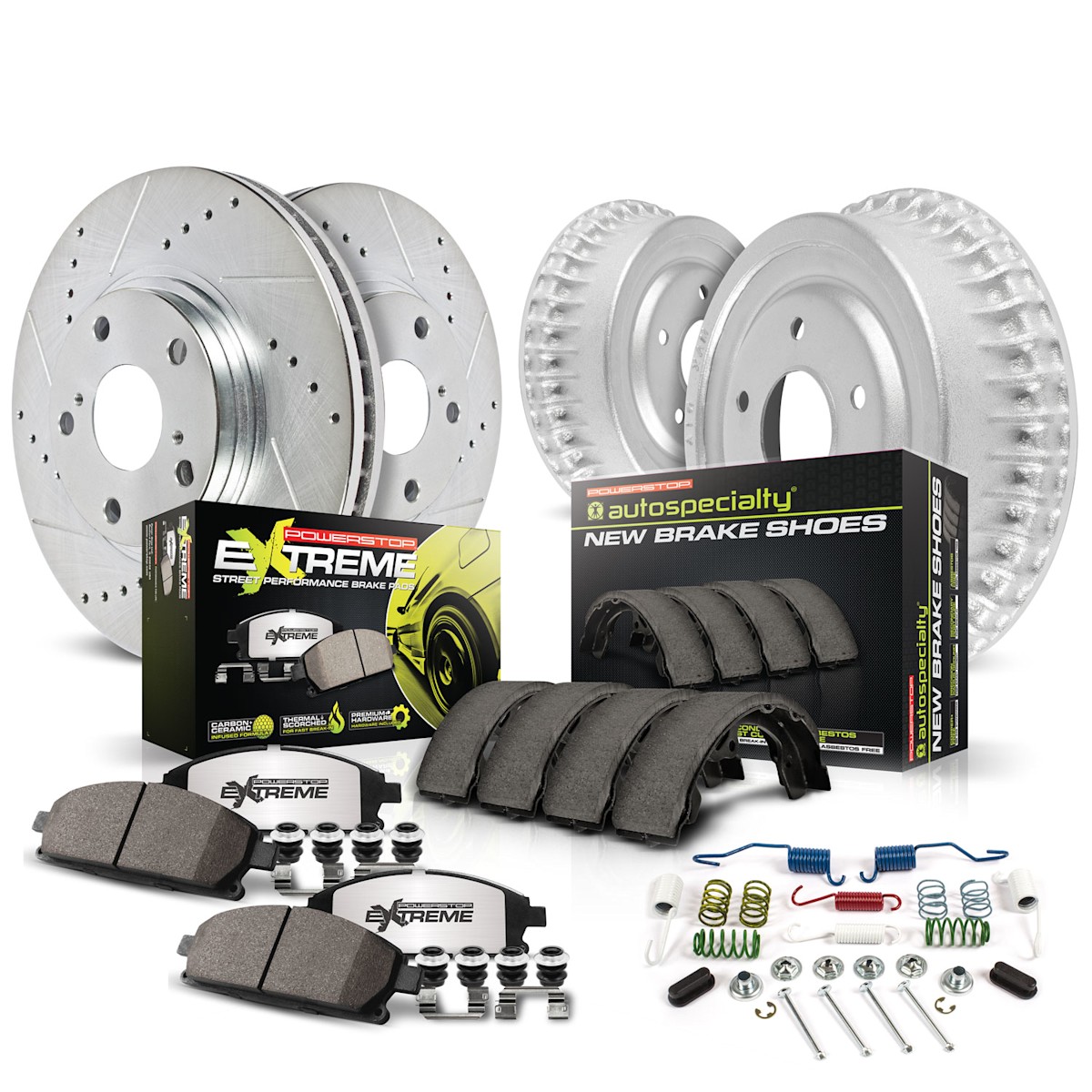 K15135DK-26 Powerstop Brake Disc And Drum Kits 4-Wheel Set Front & Rear