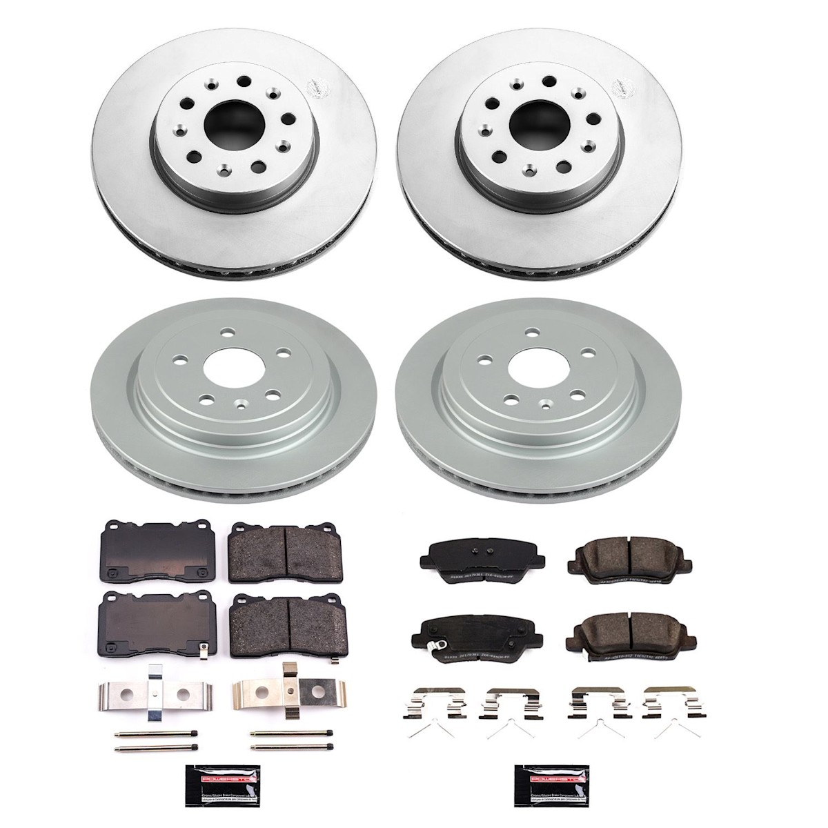 CRK8973 Powerstop Brake Disc and Pad Kits 4-Wheel Set Front & Rear for CTS 2019