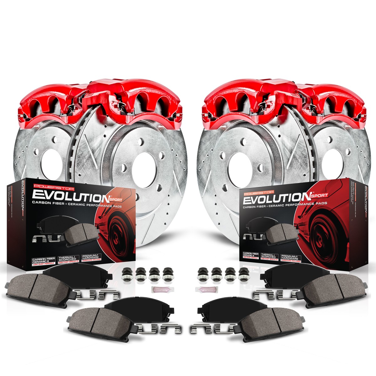 KC1864 Powerstop 4-Wheel Set Brake Kit With Calipers Front & Rear for F150 Truck