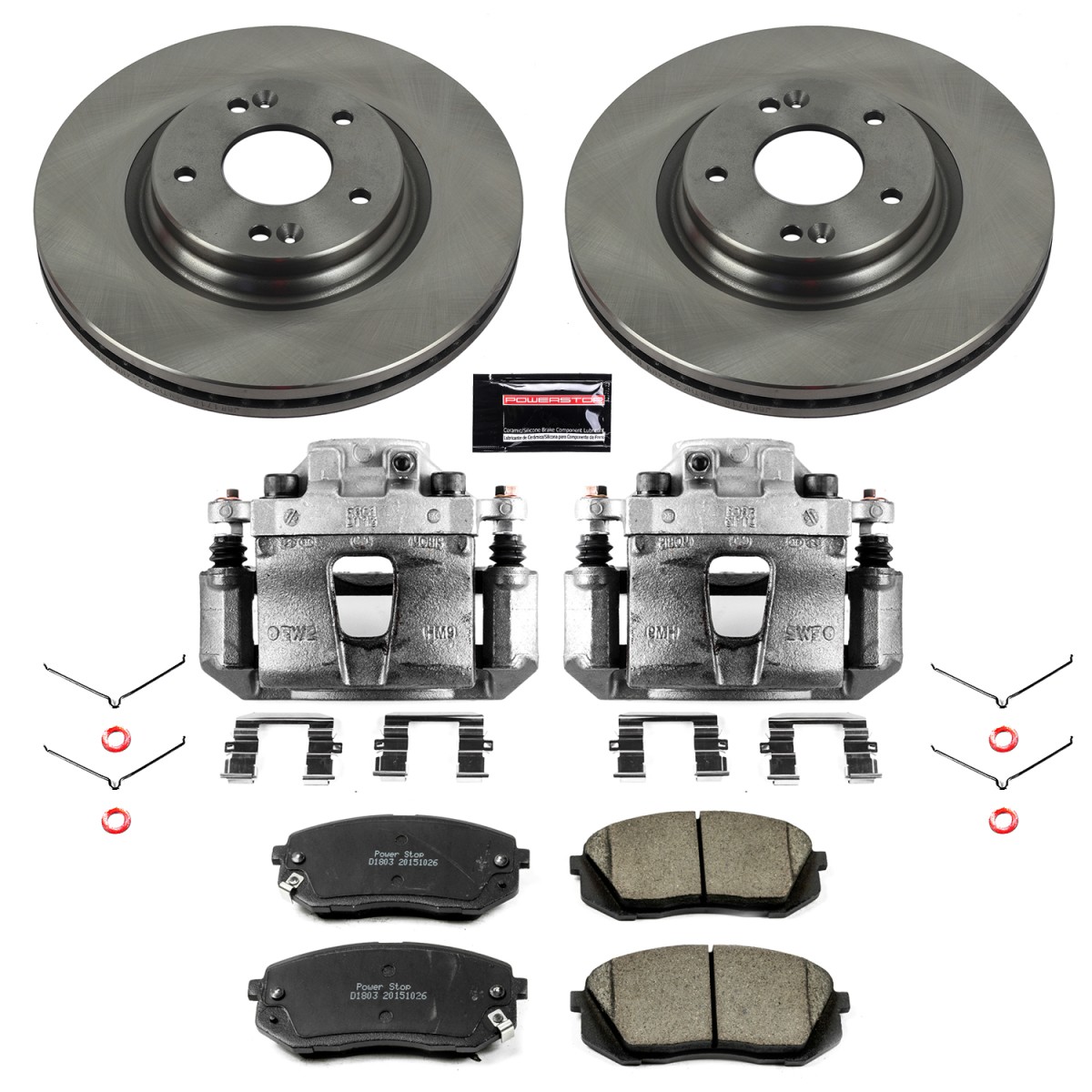 KCOE6982 Powerstop 2-Wheel Set Brake Kit With Calipers Front for Hyundai Sonata