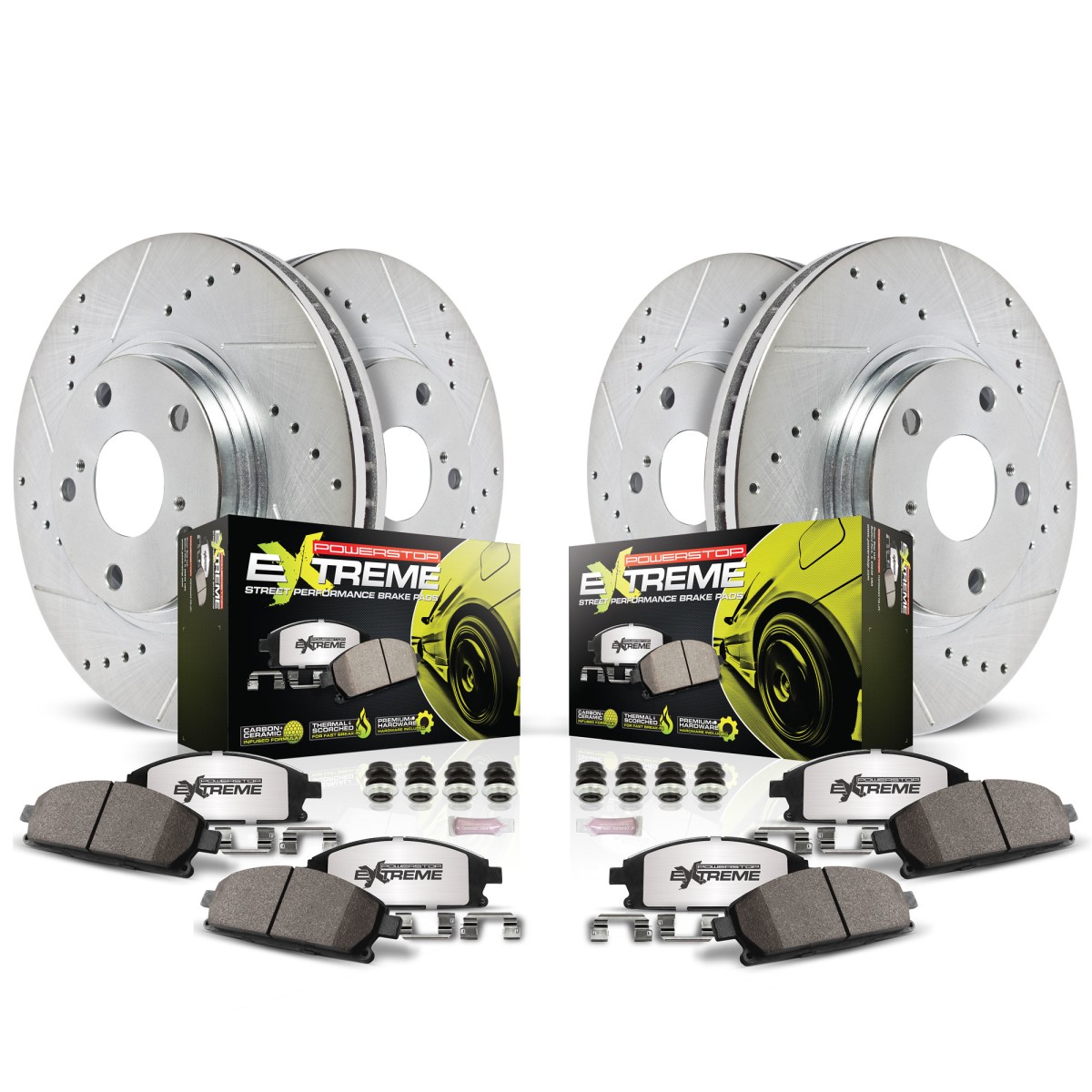 K4152-26 Powerstop 4-Wheel Set Brake Disc and Pad Kits Front & Rear for Firebird