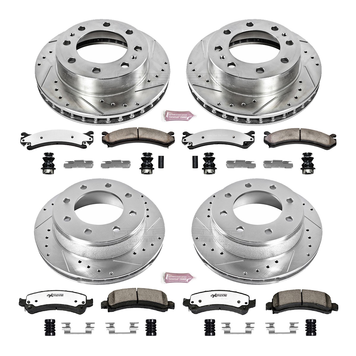 K2025-36 Powerstop 4-Wheel Set Brake Disc and Pad Kits Front & Rear for Chevy