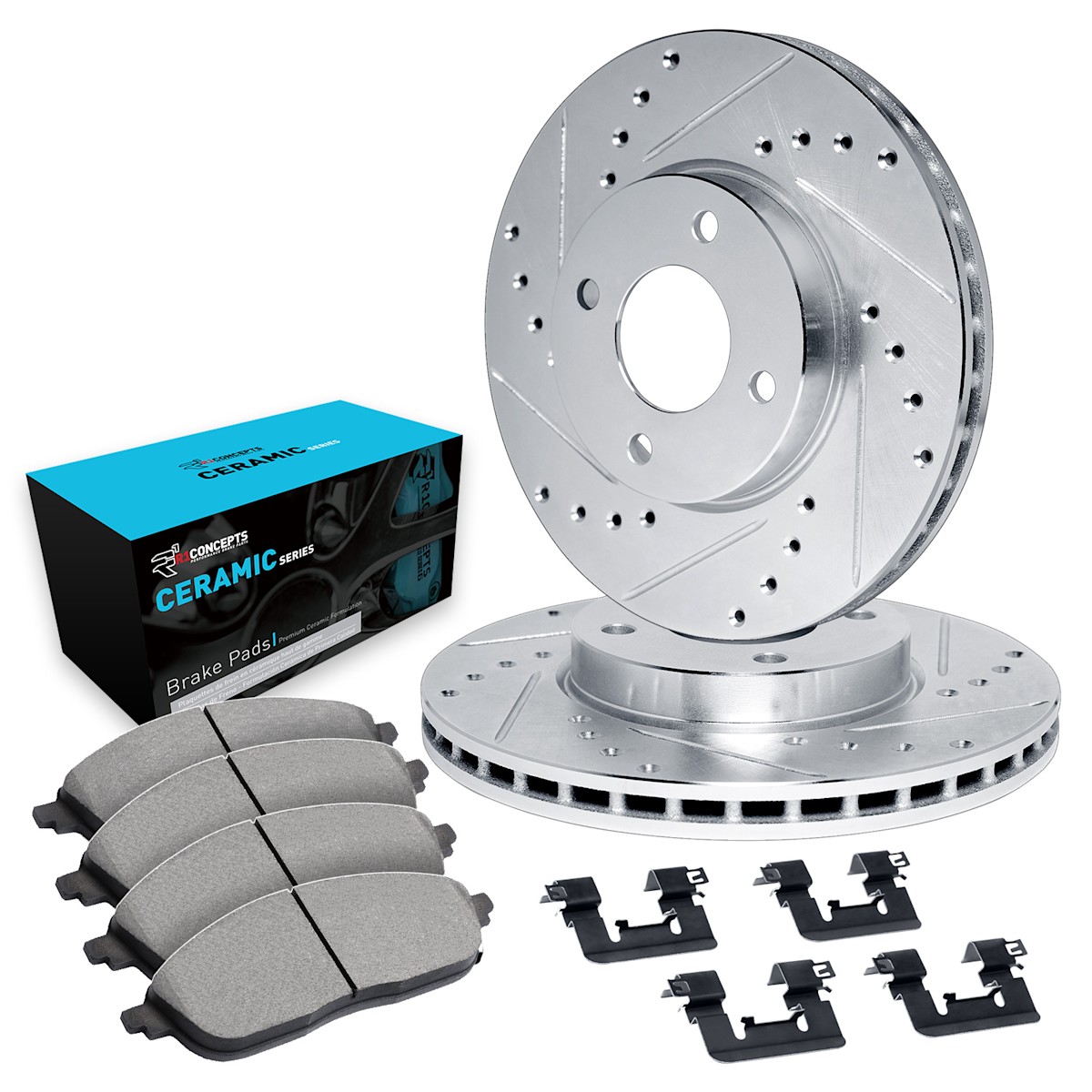 WGWH1-58002 R1 Concepts Brake Disc and Pad Kits 2-Wheel Set Front Sedan