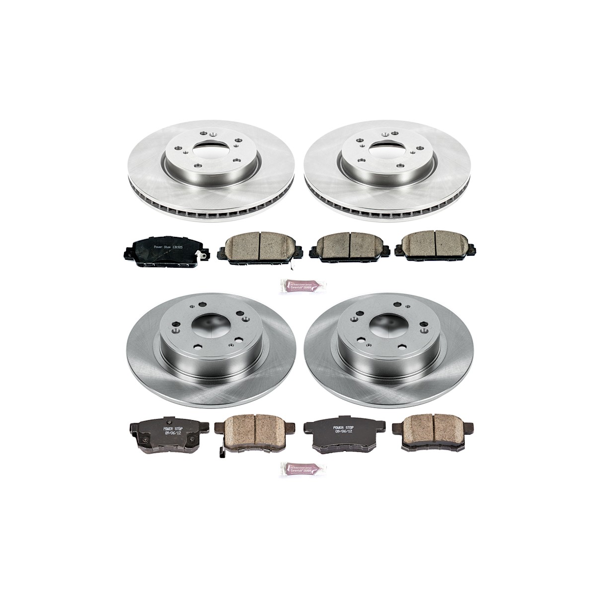 KOE6516 Powerstop Brake Disc and Pad Kits 4-Wheel Set Front & Rear Coupe Sedan