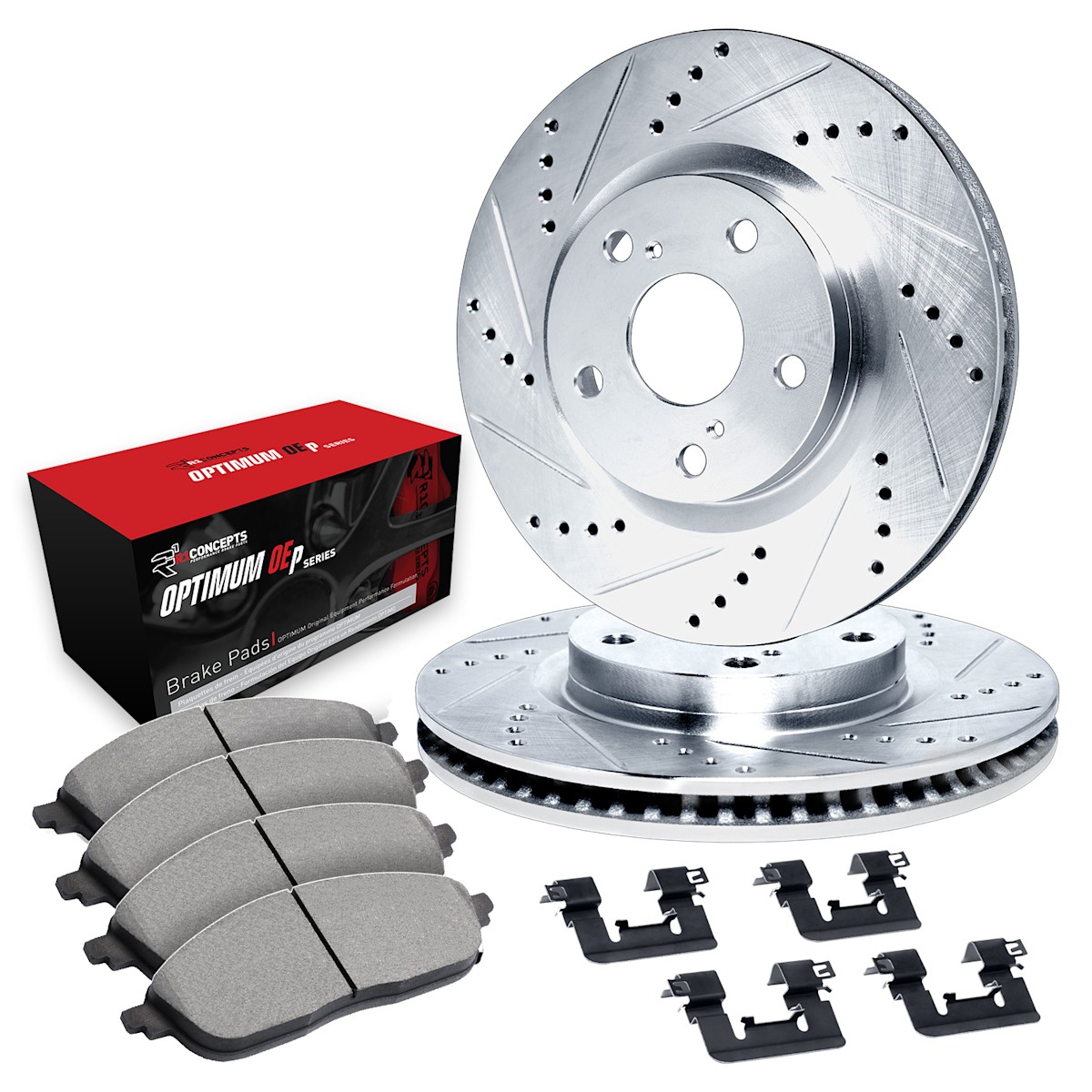 WGUH1-68016 R1 Concepts Brake Disc and Pad Kits 2-Wheel Set Rear for QX50 QX55