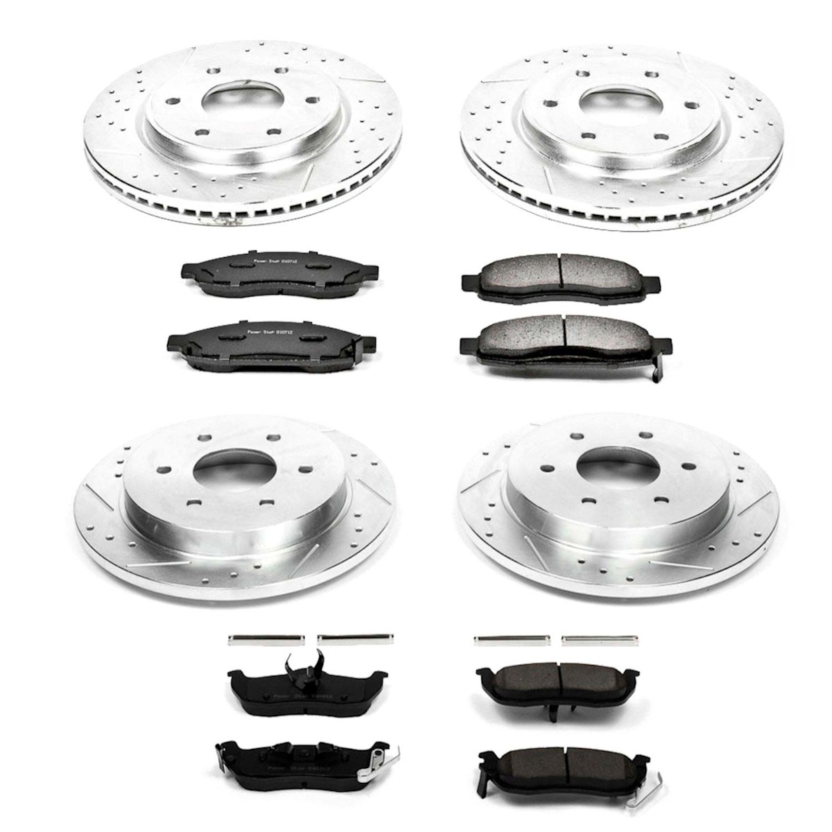 K212 Powerstop Brake Disc and Pad Kits 4-Wheel Set Front & Rear for Nissan TITAN